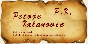 Petoje Kalanović vizit kartica